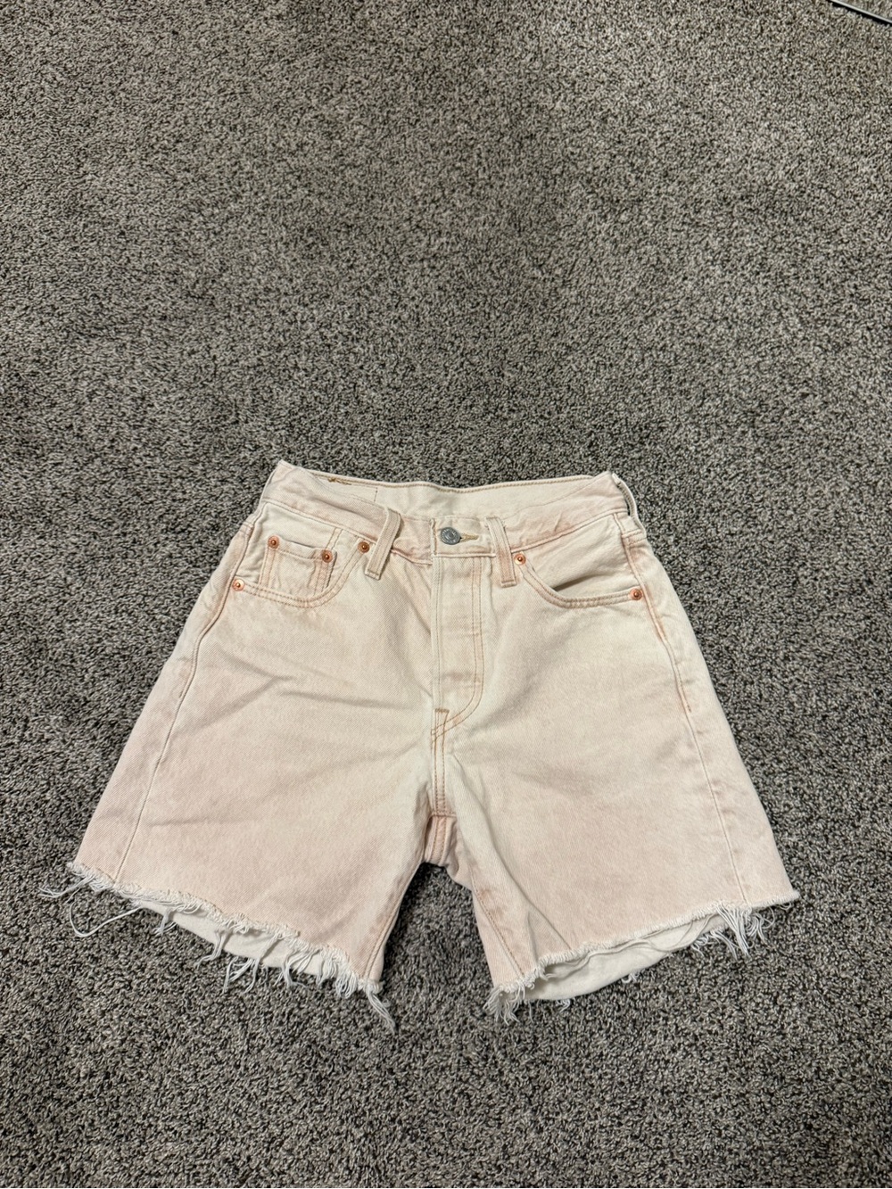 Levis High-Rise Frayed Hem Women's Denim Shorts - creamy white